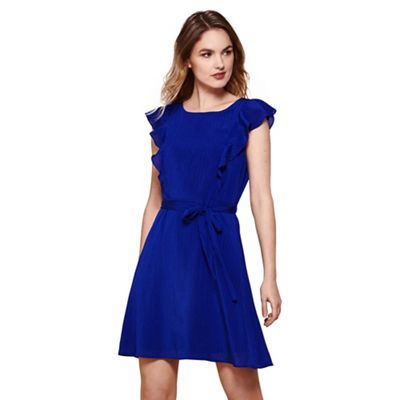 Blue line dress with frill sleeve